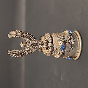 Vintage Eagle Jeweled Pewter Thimble